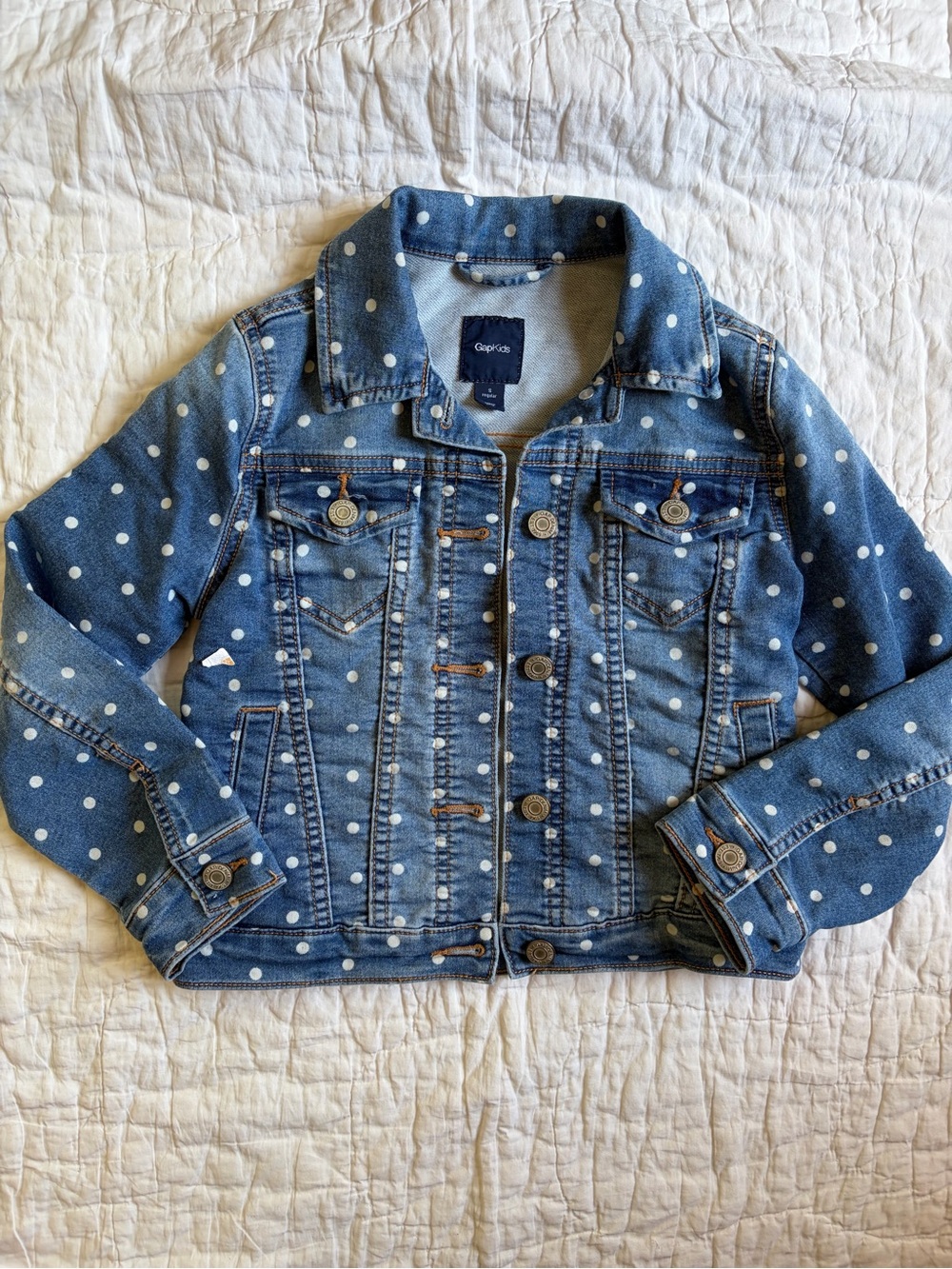 GAP Blue Polka Dot Denim Jacket